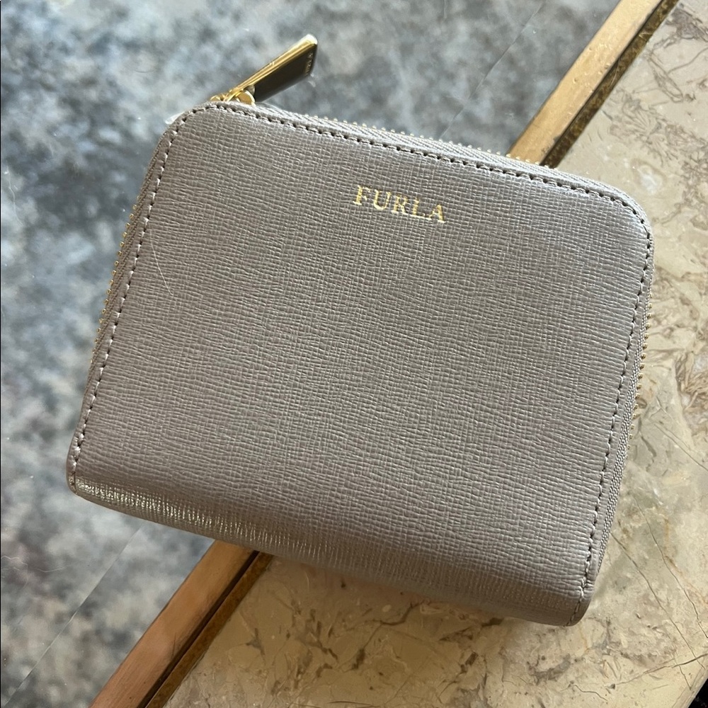 Gray Furla Small Zip Wallet